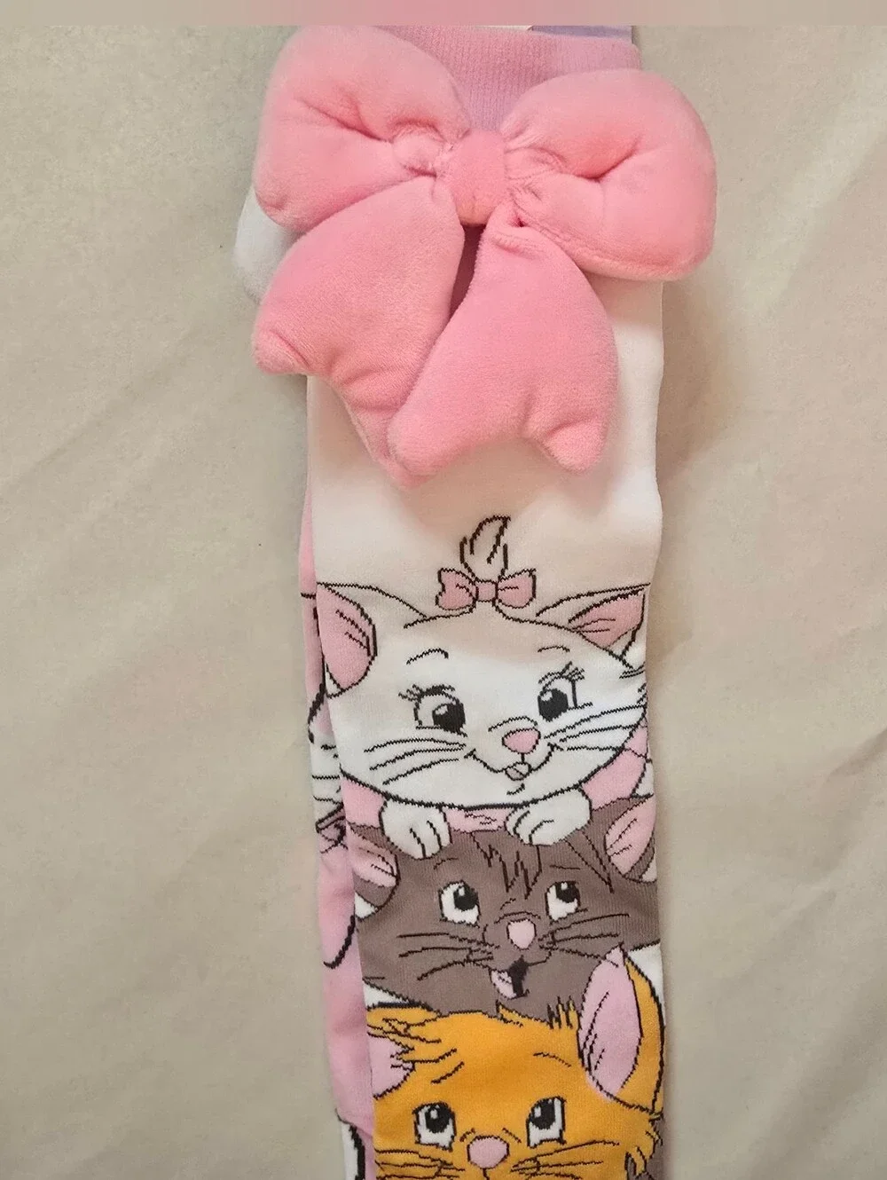 Hot Topic Disney's Aristocats Plush Bow Mismatch Knee- High Socks Marie Berlioz